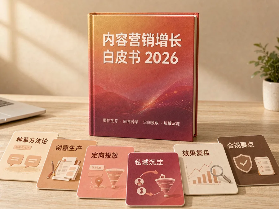 内容营销增长白皮书 2026 封面与配套内容卡片